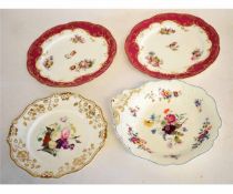 Mixed Lot: attributed to Minton, circa 1840, a scalloped shaped dish with gilt and floral detail,