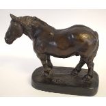 Bronze model of a horse, the base incised "ABE", 28cms high