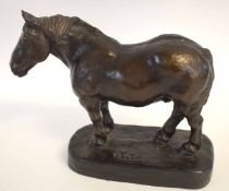 Bronze model of a horse, the base incised "ABE", 28cms high