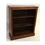 Victorian mahogany framed dwarf bookcase with open front and adjustable shelves and panelled back,