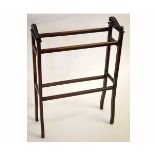 Edwardian mahogany framed towel rail with scrolling caps, 62cms wide x 88cms tall