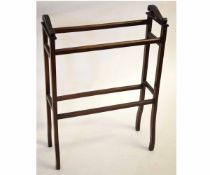 Edwardian mahogany framed towel rail with scrolling caps, 62cms wide x 88cms tall