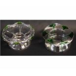 Two glass bowls with Art Nouveau style decoration, picked out in green glass, largest 22cms diam