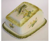 Late Victorian cheese dish decorated with floral prints