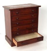 Late 19th century six-drawer mahogany collector's/specimen cabinet, each drawer with glass