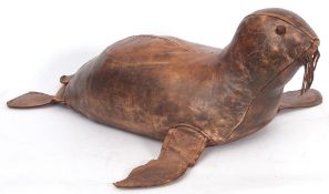 Dimitri Omersa for Liberty leather footstool modelled as a seal