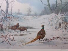 AR JOHN CYRIL HARRISON (1898-1985) Pheasant and Woodcock in Winter coloured print, published by