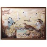 SNOOK (20TH CENTURY) Montage of birds oil on board, signed and dated 76 lower right 79 x 109cms