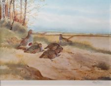 AR PHILIP RICKMAN (1891-1982) Partridges coloured print, published by The Tryon Gallery 1978, signed