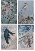 AR MICHAEL WARREN (born 1938) Bird Studies group of four coloured prints, published by The Tryon