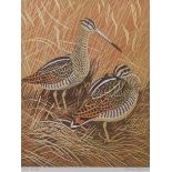 AR ROBERT GILLMOR (born 1936) "Snipe" linocut, signed, numbered 13/22 and inscribed with title in