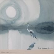 AR HUGH BRANDON-COX (1917-2003) "Solitude" (Heron) watercolour, signed lower right and inscribed