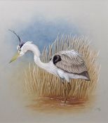 S SLADE (20TH CENTURY) Heron watercolour, signed and dated 99 lower right 28 x 24cms, mounted but