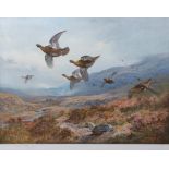 ARCHIBALD THORBURN (1860-1935) "Grouse over the burn" coloured print, published by W F Embleton