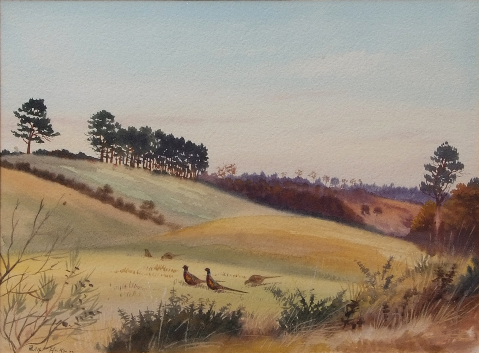 AR PHILIP RICKMAN (1891-1982) "Chilbolton Down - the evening feed" watercolour, signed lower left 25