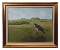 AR EDWARD RIPLEY (20TH CENTURY) "Hobby at Wittenham Clumps" oil on board, signed and dated 91