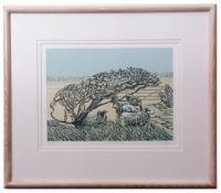 AR MAX ANGUS, ASW, LA (CONTEMPORARY) "Little Flock" linocut, signed, numbered 33/45 and inscribed