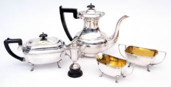 Mixed Lot: "Cameo" three-piece electro-plated tea set comprising tea pot, sugar basin and milk