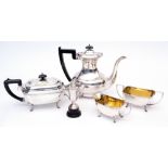 Mixed Lot: "Cameo" three-piece electro-plated tea set comprising tea pot, sugar basin and milk