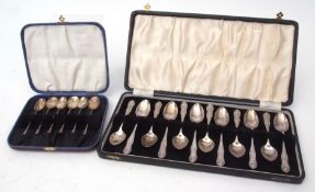 Mixed Lot: cased set of twelve coffee spoons, Birmingham 1915, makers mark AC Co Ld, together with a