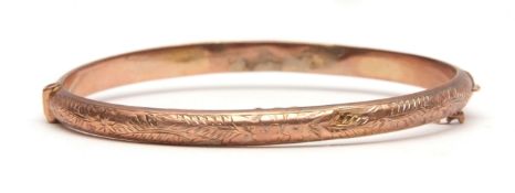 9ct gold hinged bracelet, part engraved (a/f), 6.2gms