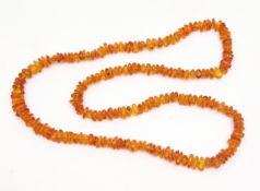 Modern Bakelite amber coloured fragment bead necklace, 50mm drop