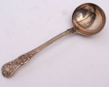 George IV Queens pattern sauce ladle with honeysuckle oval bowl, length 18cms, wt approx 86gms,