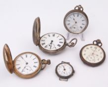 Mixed Lot: J S Bartlett American silver cased half hunter pocket watch, 1586332, the frosted gilt
