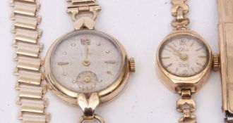 Mixed Lot: two 9ct gold watch heads, one with later fitted quartz movement, the other by Elco,