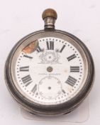 Early 20th century silver cased open face keyless lever watch, "The Bahadur", the gilt and