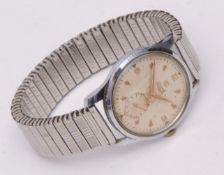 Mid-20th century chrome plated wristwatch, Cyma "Triplex" R458, 35805, the 17-jewel movement to a