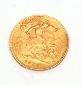 George V gold half sovereign, dated 1914