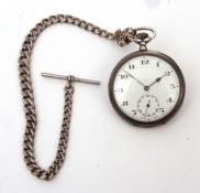 First quarter of 20th century silver cased open face keyless lever watch, Cyma, the jewelled
