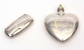 Mixed Lot: heart shaped scent bottle marked "Sterling - Mexico" together with a further hinged