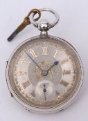 Late 19th century silver cased open face lever watch, Adam Burdess - Coventry, 21675, the frosted