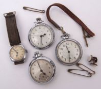 Mixed Lot: mid-20th century open face keyless pocket watches including Ingersoll and H Samuel "