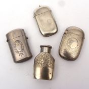 Mixed Lot: base metal vesta case modelled in the form of a flask "The Maze, Morton's Patent", with