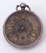 Mid-19th century silver cased open face lever watch, No 1612, the gilt movement with engraved