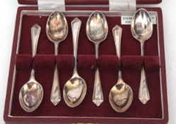 Cased set of six Elizabeth II coffee spoons, Sheffield 1965, makers mark P&M together with a