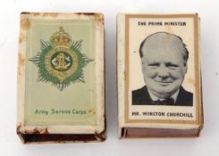 Mixed Lot: two various base metal and celluloid matchbox covers, the first depicting the Prime