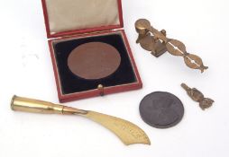 Mixed Lot: cased commemorative medallion for Queen Victoria, 1837/97, together with a Harrison