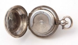 Third quarter of 19th century silver sovereign case of hinged circular form with sprung bow