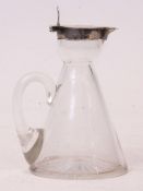 Edward VII silver mounted and clear cut glass whisky measure, of typical conical form with star