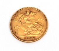 George V gold half sovereign, dated 1906