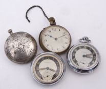 Mixed Lot: two various Ingersoll open face keyless pocket watches together with a further base metal