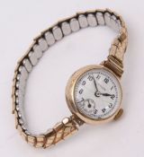 Second quarter of 20th century 9ct gold ladies wristwatch, Rolex "Prima", the 15-jewel movement to a