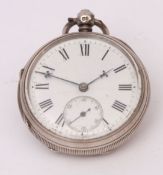 Last quarter of 19th century silver cased open face lever watch, E Perfitt - Wymondham, 7444, the