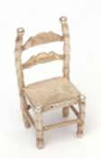 Late Victorian Continental model of a ladder back rush seated side chair, height 4 1/2 cms,