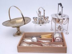 Mixed Lot: quantity of assorted flatware and cutlery, together with a four-egg stand, further tea