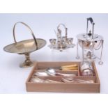 Mixed Lot: quantity of assorted flatware and cutlery, together with a four-egg stand, further tea